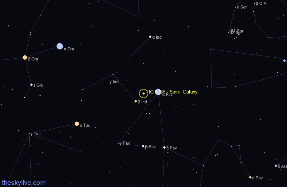Finder chart IC 5035 - Spiral Galaxy in Indus star