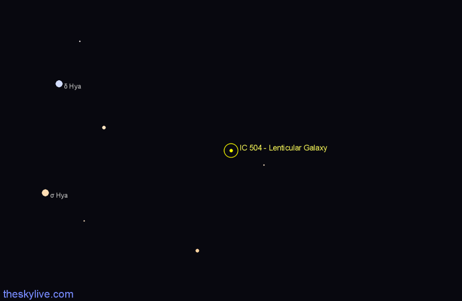 Finder chart IC 504 - Lenticular Galaxy in Hydra star