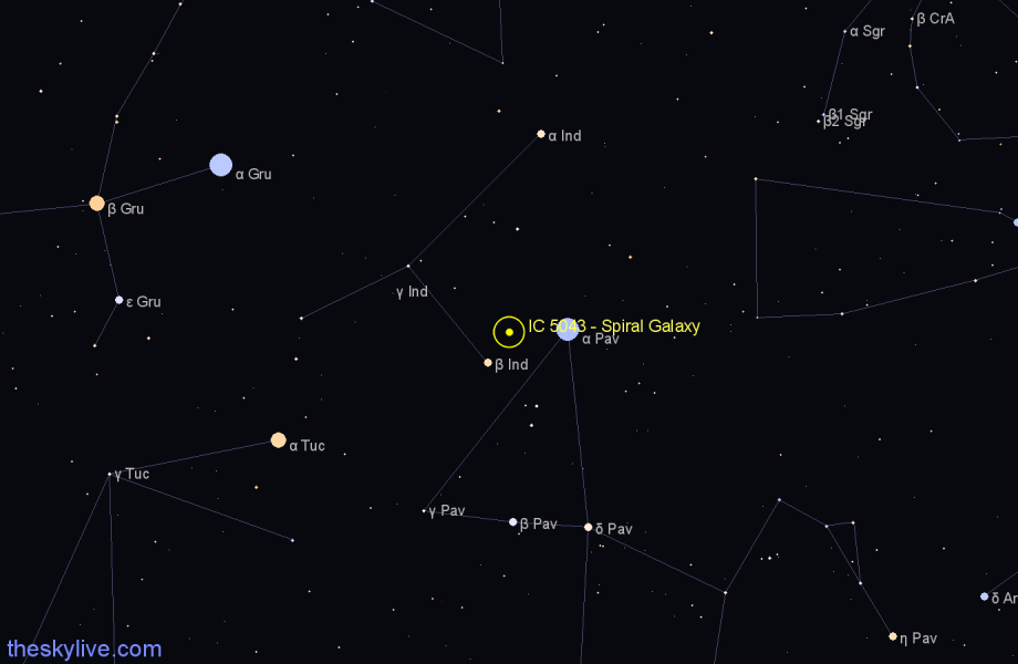 Finder chart IC 5043 - Spiral Galaxy in Indus star