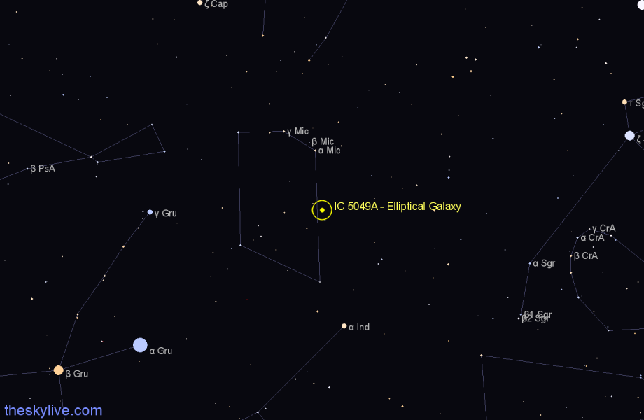 Finder chart IC 5049A - Elliptical Galaxy in Microscopium star