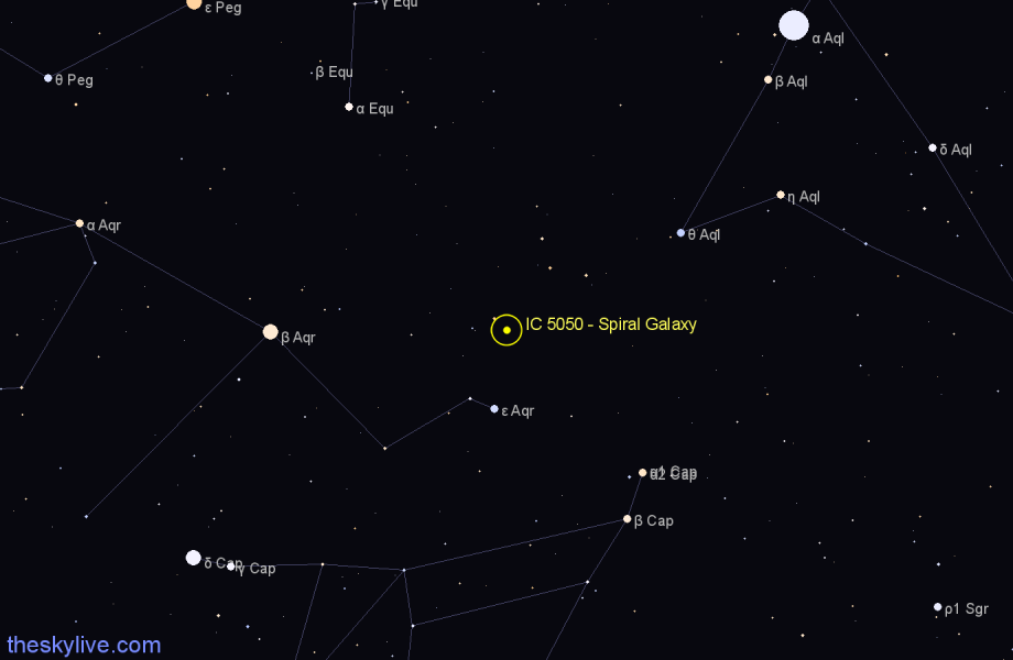 Finder chart IC 5050 - Spiral Galaxy in Aquarius star