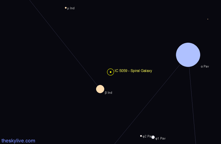 Finder chart IC 5059 - Spiral Galaxy in Indus star
