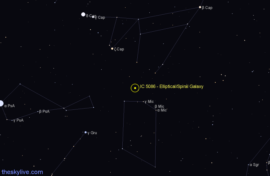 Finder chart IC 5086 - Elliptical/Spiral Galaxy in Microscopium star