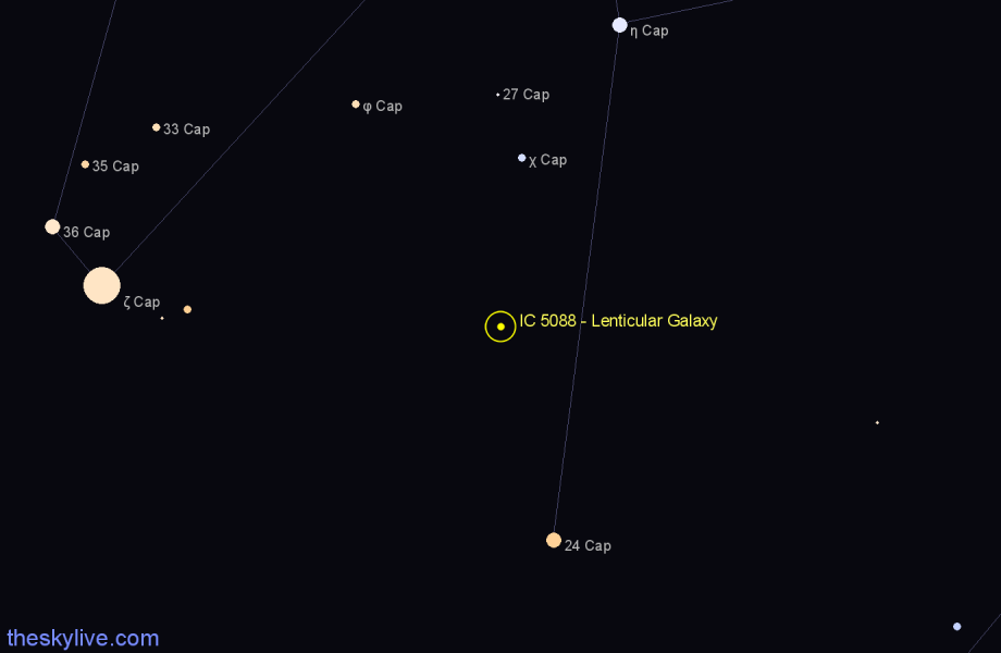 Finder chart IC 5088 - Lenticular Galaxy in Capricornus star