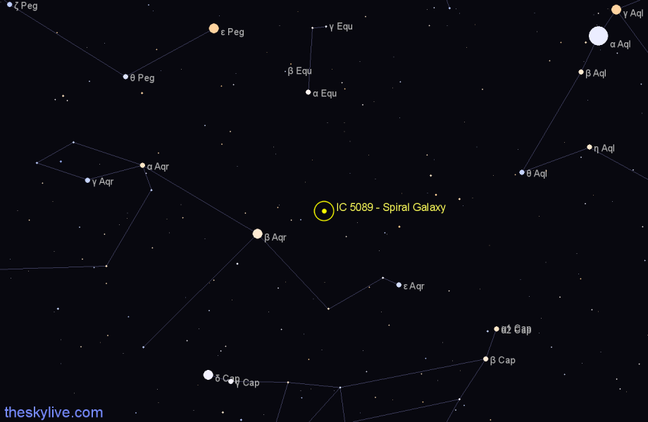 Finder chart IC 5089 - Spiral Galaxy in Aquarius star