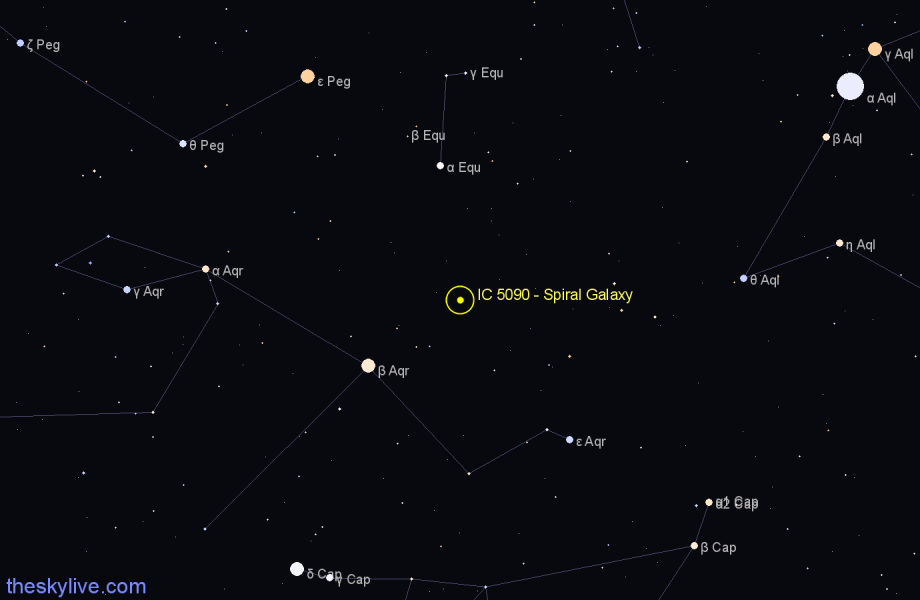 Finder chart IC 5090 - Spiral Galaxy in Aquarius star