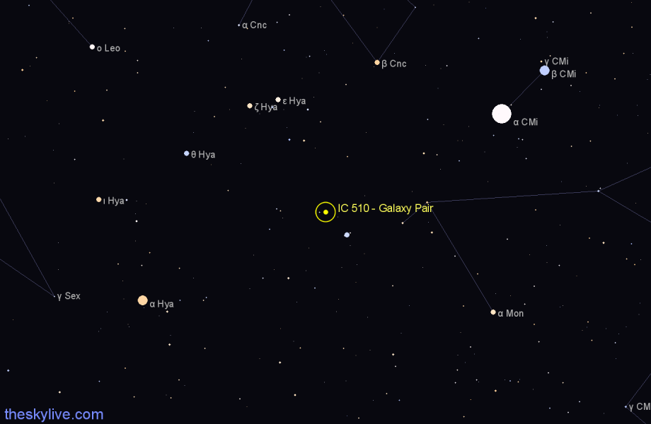 Finder chart IC 510 - Galaxy Pair in Hydra star