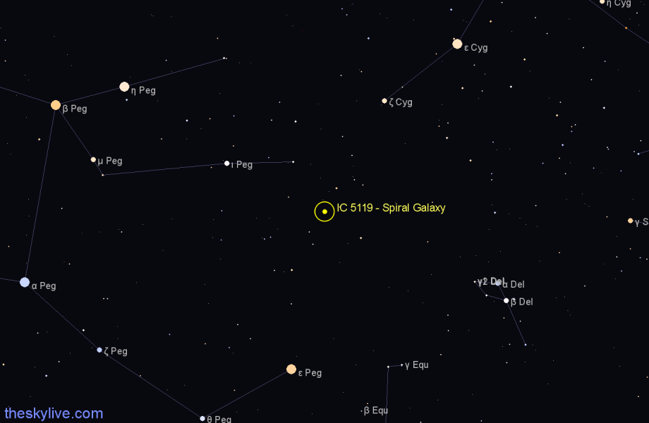 Finder chart IC 5119 - Spiral Galaxy in Pegasus star