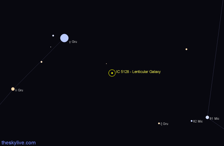 Finder chart IC 5128 - Lenticular Galaxy in Grus star