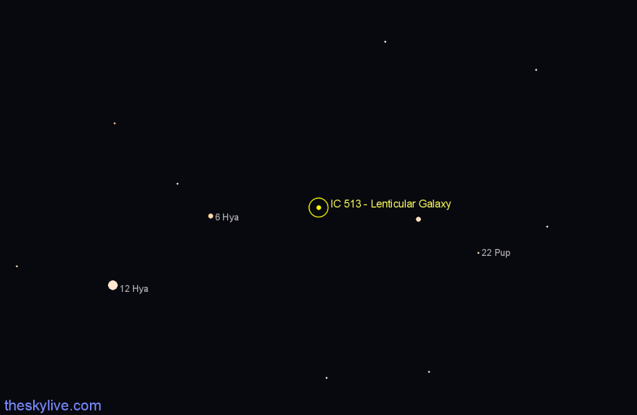 Finder chart IC 513 - Lenticular Galaxy in Hydra star