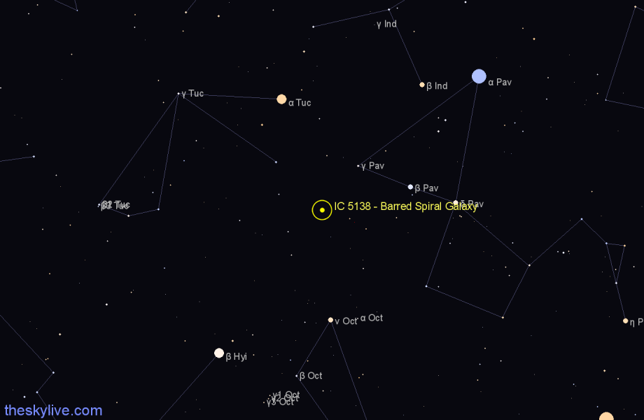 Finder chart IC 5138 - Barred Spiral Galaxy in Indus star