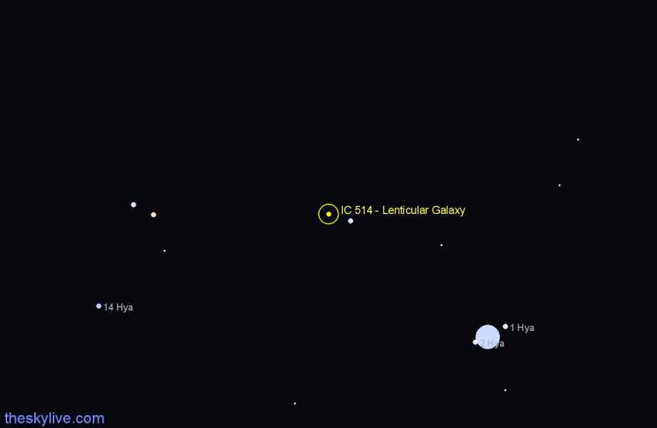 Finder chart IC 514 - Lenticular Galaxy in Hydra star