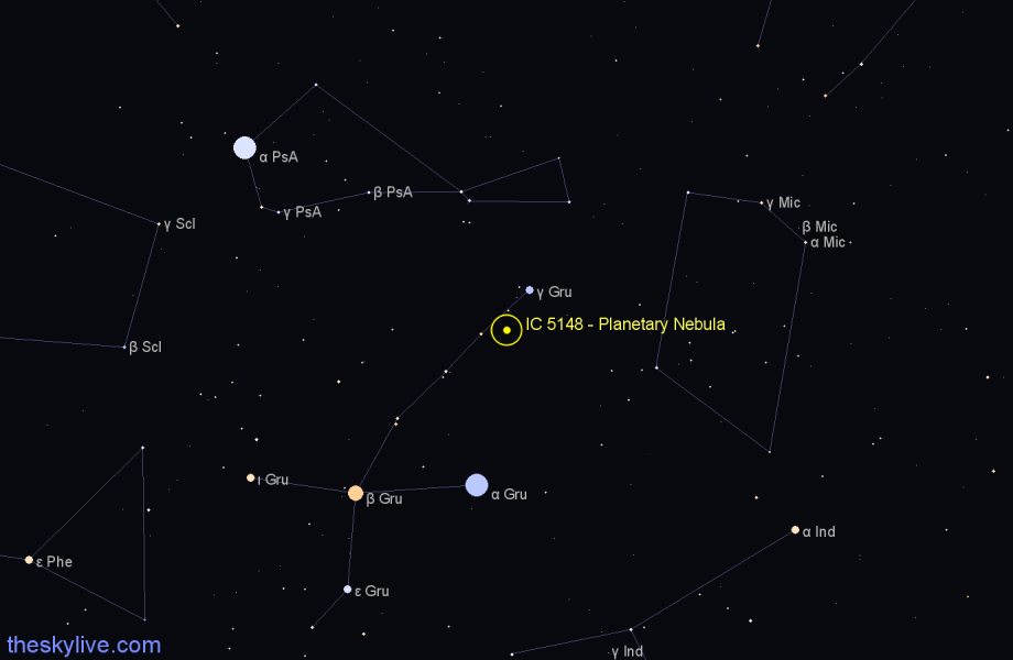 Finder chart IC 5148 - Planetary Nebula in Grus star