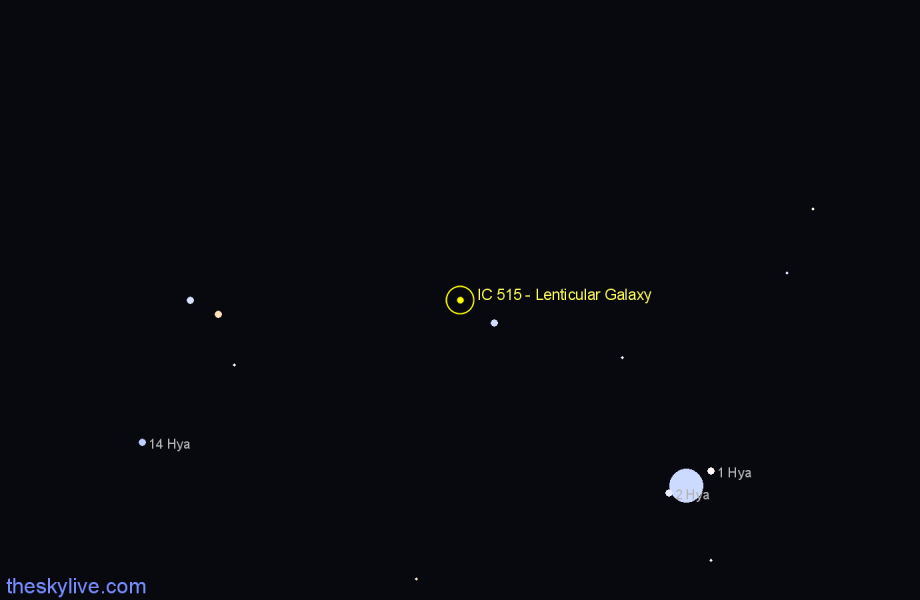 Finder chart IC 515 - Lenticular Galaxy in Hydra star