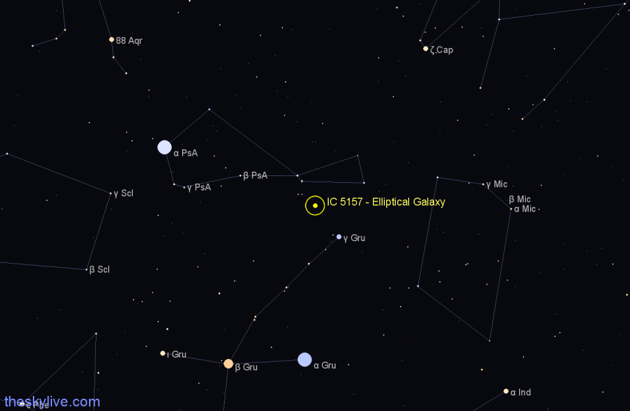 Finder chart IC 5157 - Elliptical Galaxy in Piscis Austrinus star