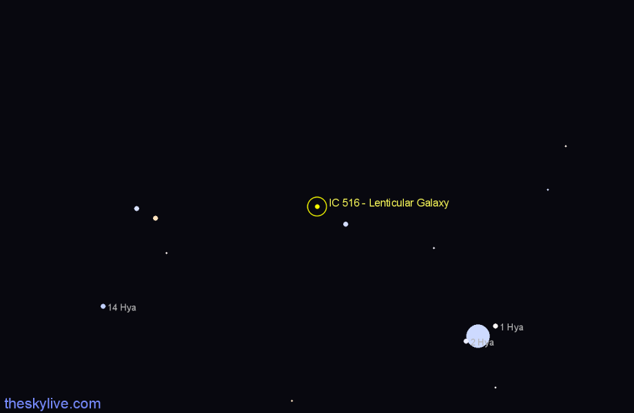 Finder chart IC 516 - Lenticular Galaxy in Hydra star