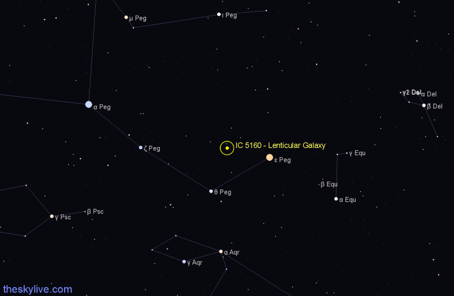 Finder chart IC 5160 - Lenticular Galaxy in Pegasus star