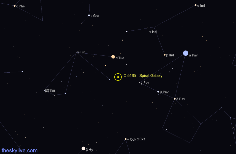 Finder chart IC 5165 - Spiral Galaxy in Tucana star