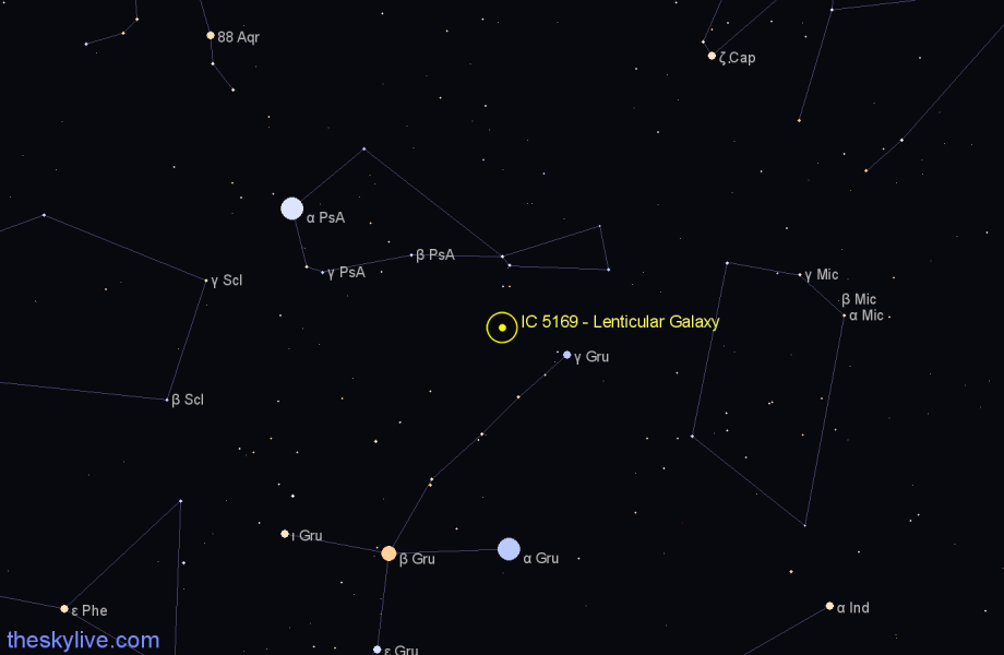Finder chart IC 5169 - Lenticular Galaxy in Piscis Austrinus star