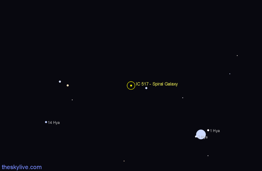 Finder chart IC 517 - Spiral Galaxy in Hydra star