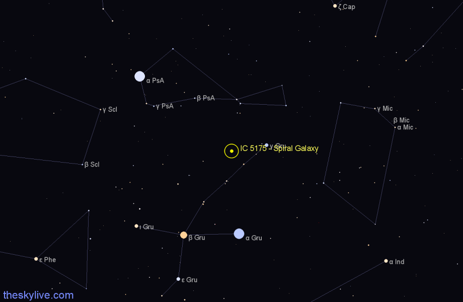 Finder chart IC 5175 - Spiral Galaxy in Grus star