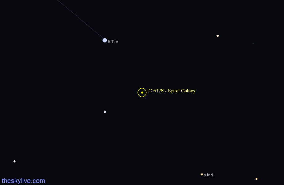 Finder chart IC 5176 - Spiral Galaxy in Tucana star