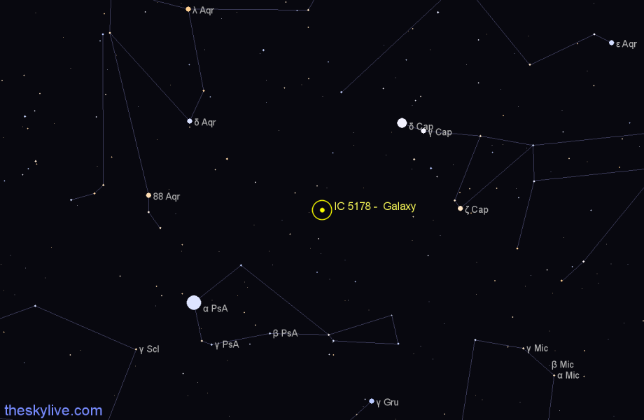 Finder chart IC 5178 -  Galaxy in Aquarius star