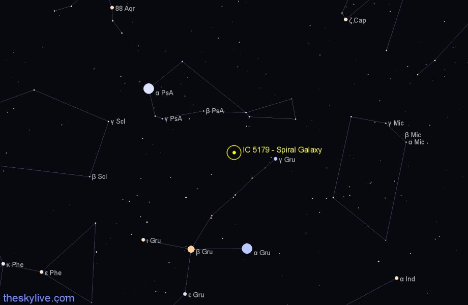 Finder chart IC 5179 - Spiral Galaxy in Grus star