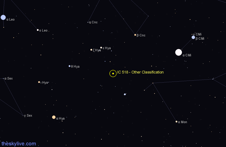 Finder chart IC 518 - Other Classification in Hydra star