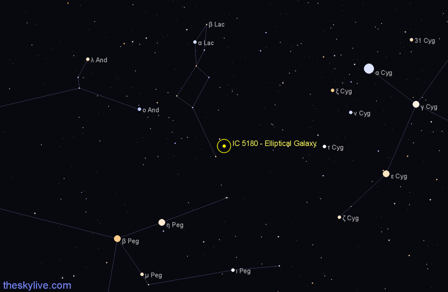 Finder chart IC 5180 - Elliptical Galaxy in Lacerta star