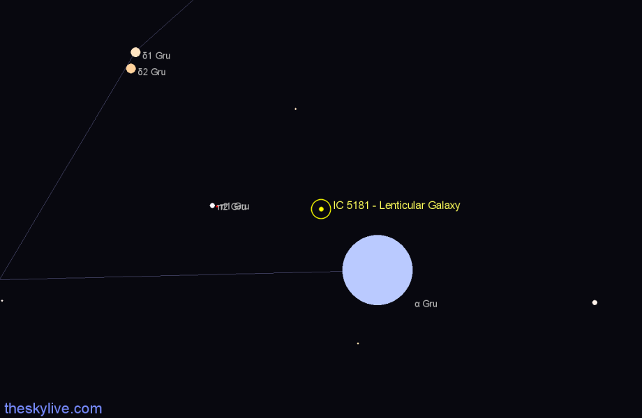 Finder chart IC 5181 - Lenticular Galaxy in Grus star