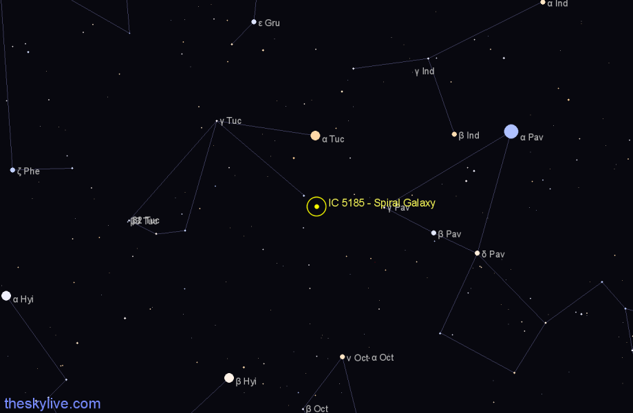 Finder chart IC 5185 - Spiral Galaxy in Tucana star