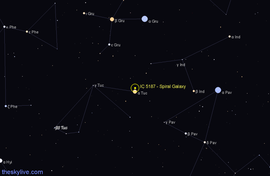 Finder chart IC 5187 - Spiral Galaxy in Tucana star