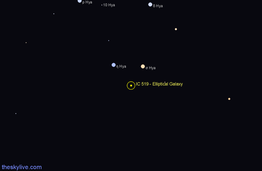 Finder chart IC 519 - Elliptical Galaxy in Hydra star