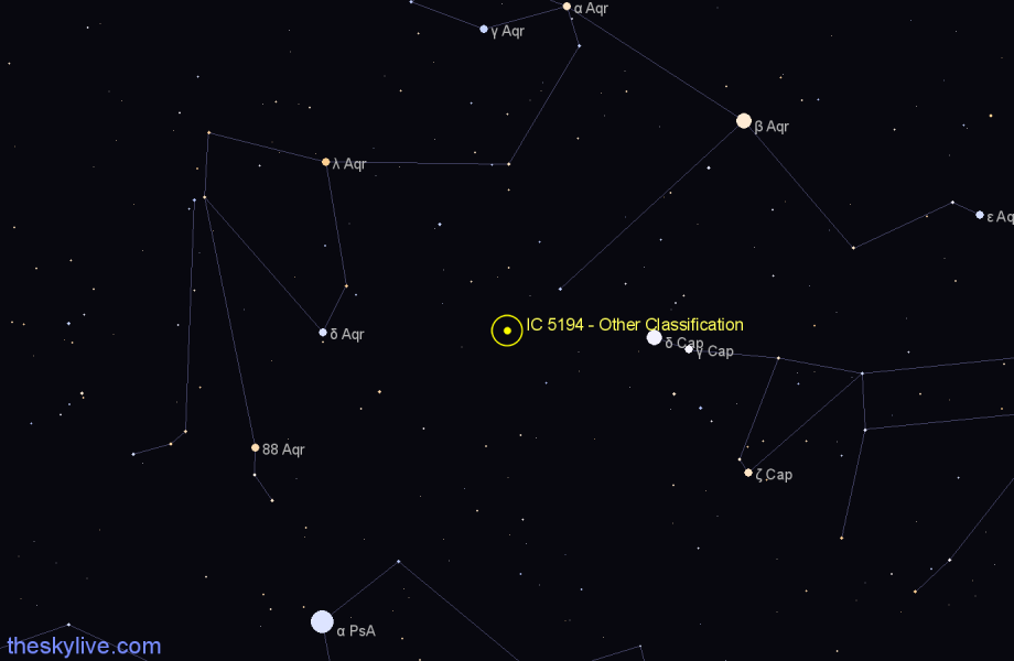 Finder chart IC 5194 - Other Classification in Aquarius star