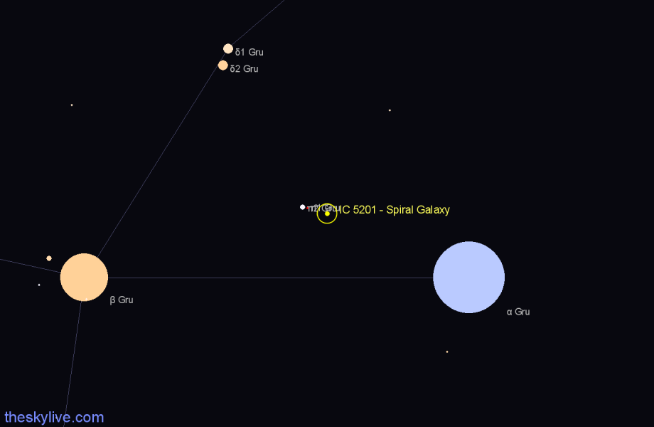 Finder chart IC 5201 - Spiral Galaxy in Grus star