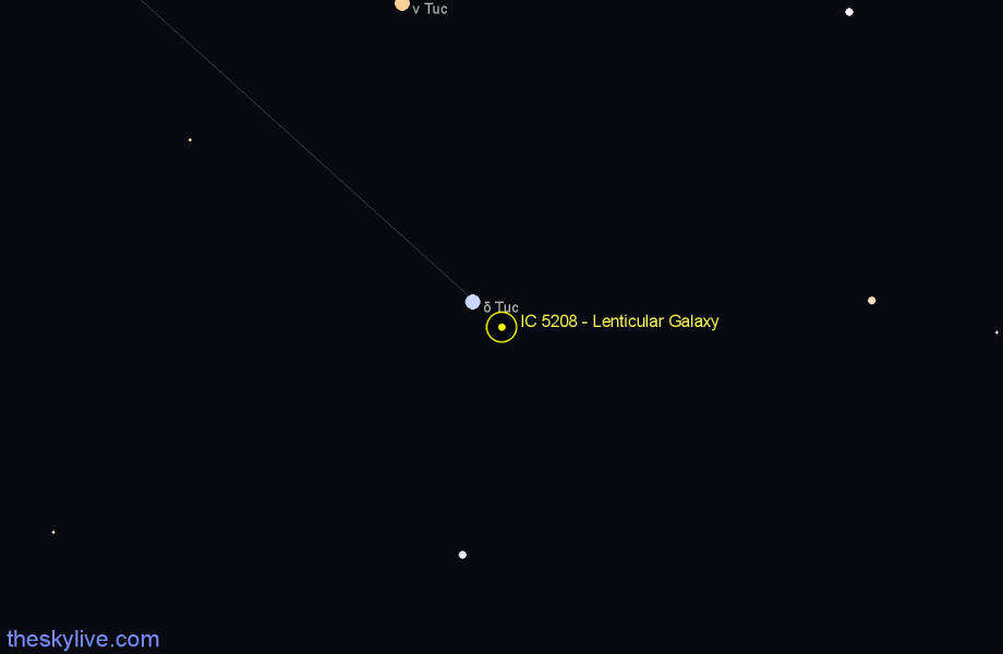 Finder chart IC 5208 - Lenticular Galaxy in Tucana star