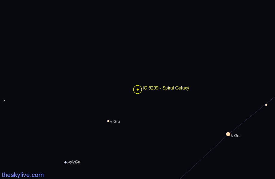 Finder chart IC 5209 - Spiral Galaxy in Grus star