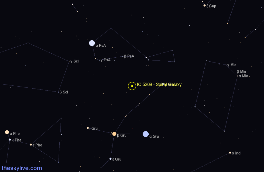 Finder chart IC 5209 - Spiral Galaxy in Grus star