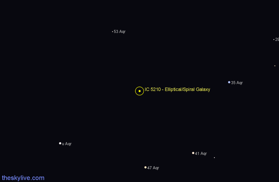 Finder chart IC 5210 - Elliptical/Spiral Galaxy in Aquarius star
