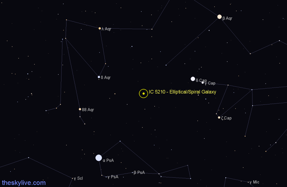 Finder chart IC 5210 - Elliptical/Spiral Galaxy in Aquarius star