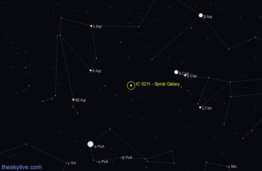 Finder chart IC 5211 - Spiral Galaxy in Aquarius star