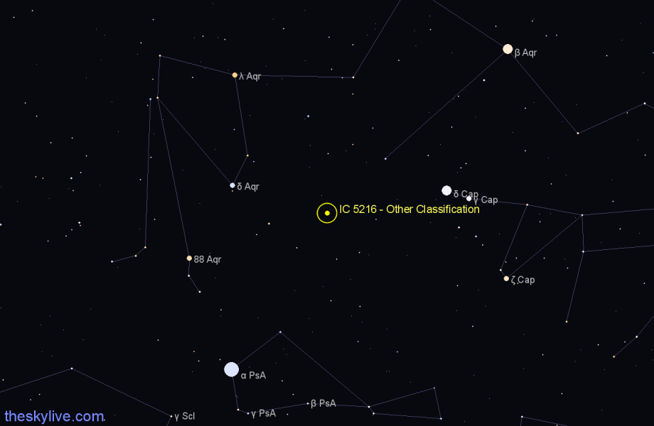 Finder chart IC 5216 - Other Classification in Aquarius star