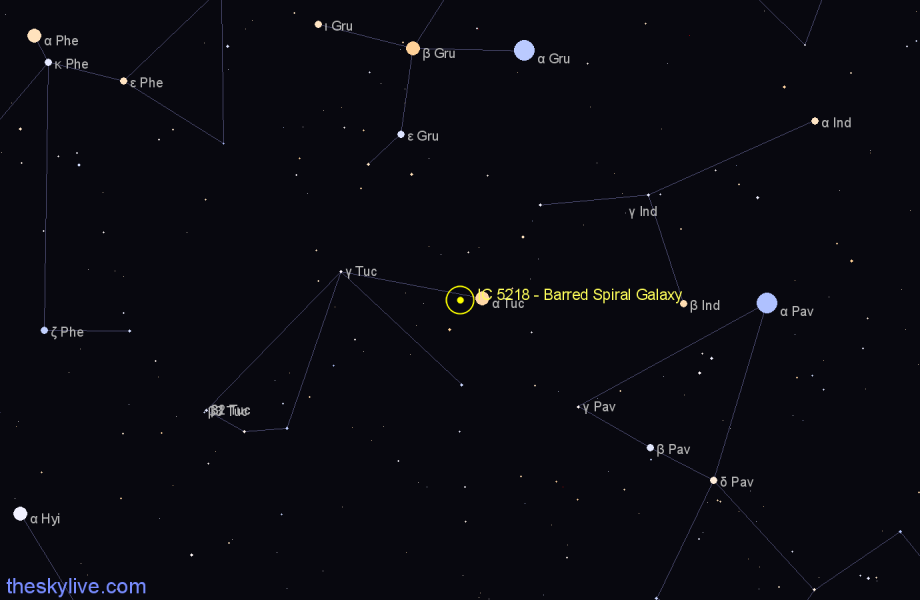 Finder chart IC 5218 - Barred Spiral Galaxy in Tucana star