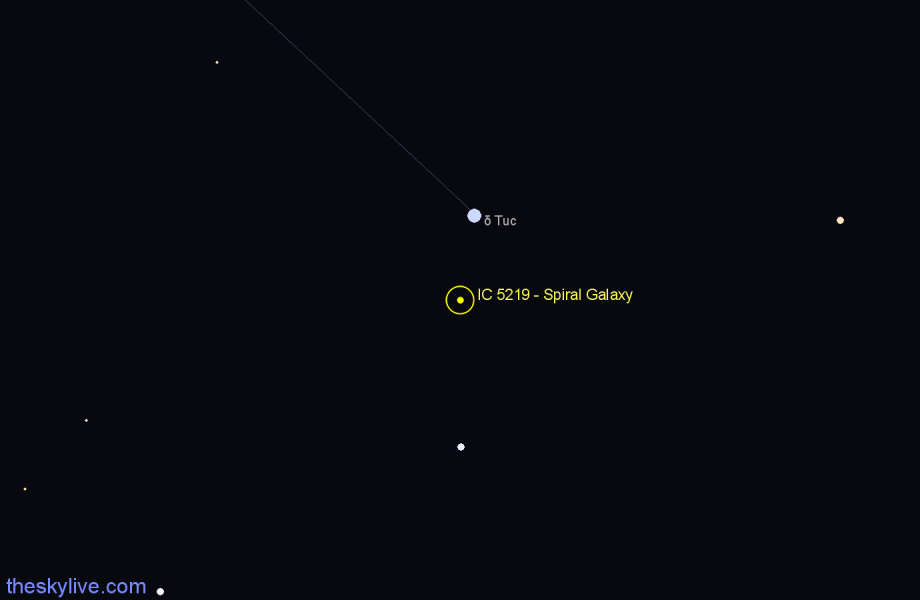 Finder chart IC 5219 - Spiral Galaxy in Tucana star