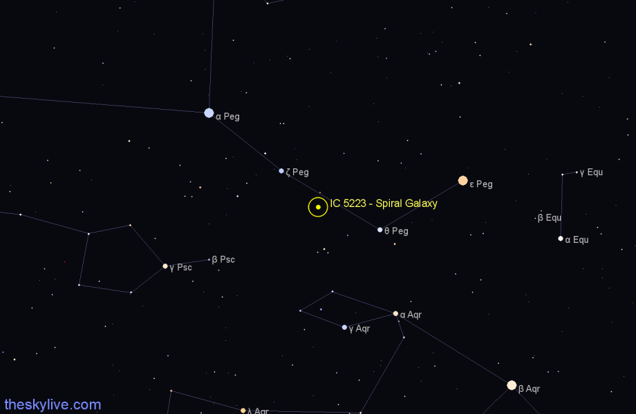 Finder chart IC 5223 - Spiral Galaxy in Pegasus star