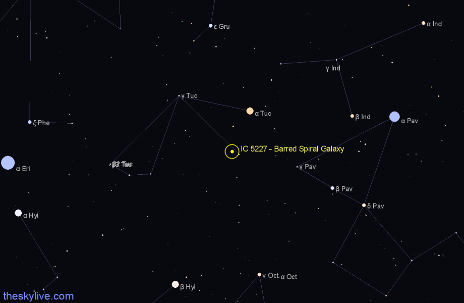 Finder chart IC 5227 - Barred Spiral Galaxy in Tucana star