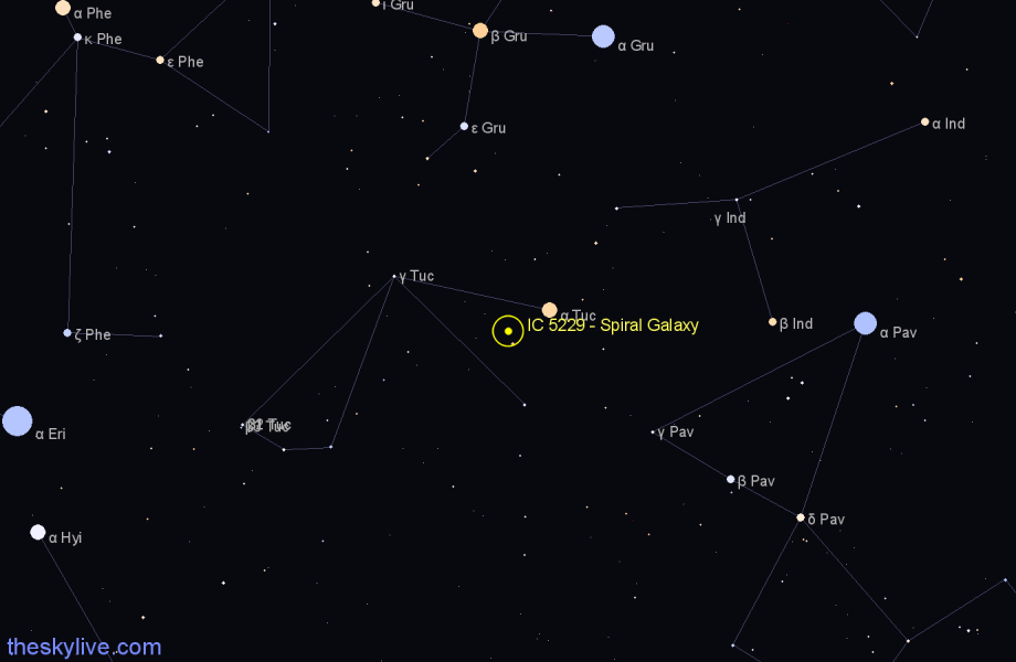 Finder chart IC 5229 - Spiral Galaxy in Tucana star