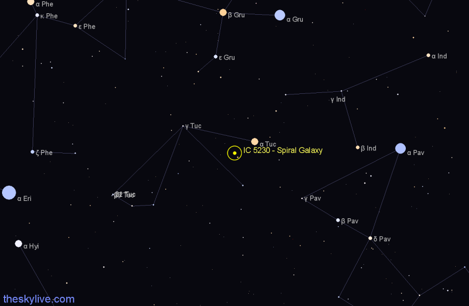 Finder chart IC 5230 - Spiral Galaxy in Tucana star