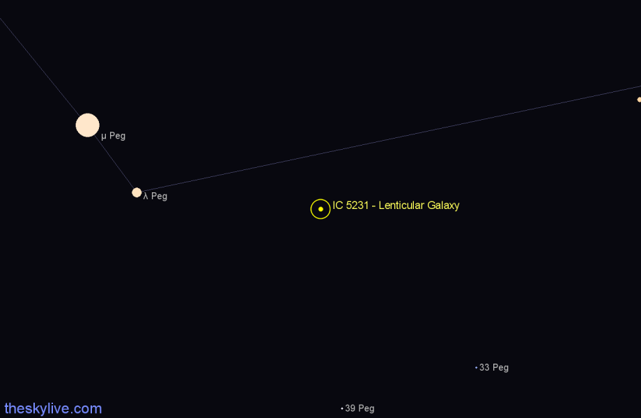Finder chart IC 5231 - Lenticular Galaxy in Pegasus star